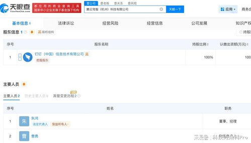 釘釘全資成立杭州騰云駕智科技公司，業(yè)務(wù)聚焦信息系統(tǒng)集成與智能化服務(wù)